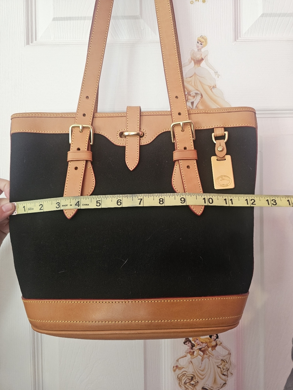 Dooney & Bourke Black Canvas Tote with Tan Leather Trim - Picture 13 of 16